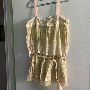 Blumarine Cream and Pink Tank Top